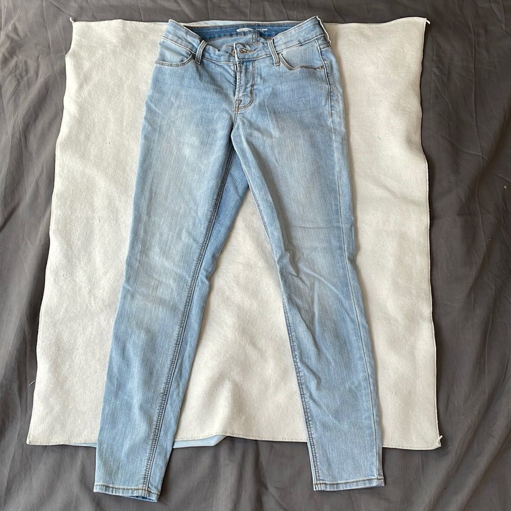 Old navy super skinny ankle mid rise light blue jeans stretch size 0